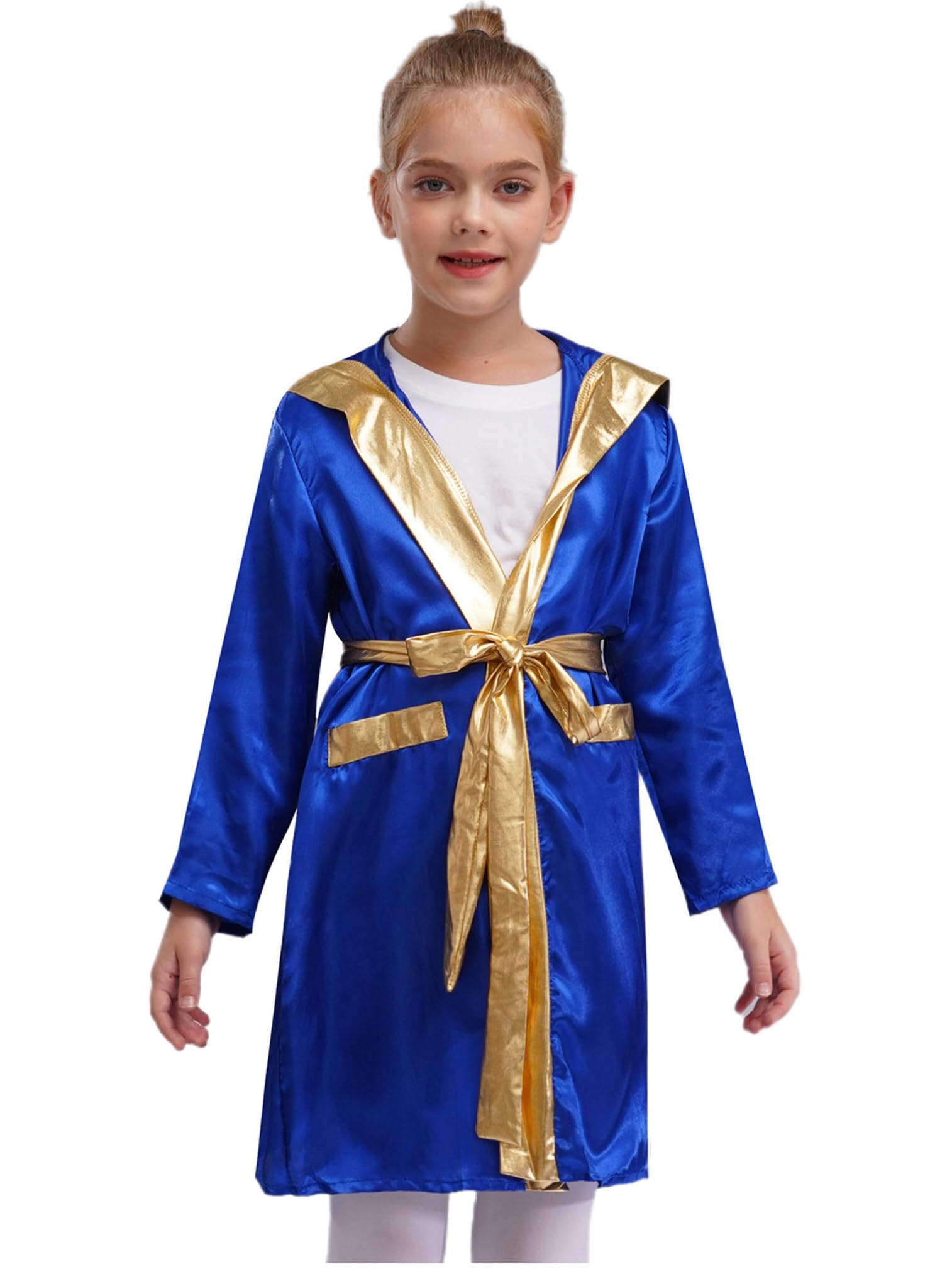 ranrann Ensemble Boxe Enfant Garçon Peignoir Short Gants de Boxe Muay Thai Shorts Arts Martiaux Boxer Kickboxing Entraînement