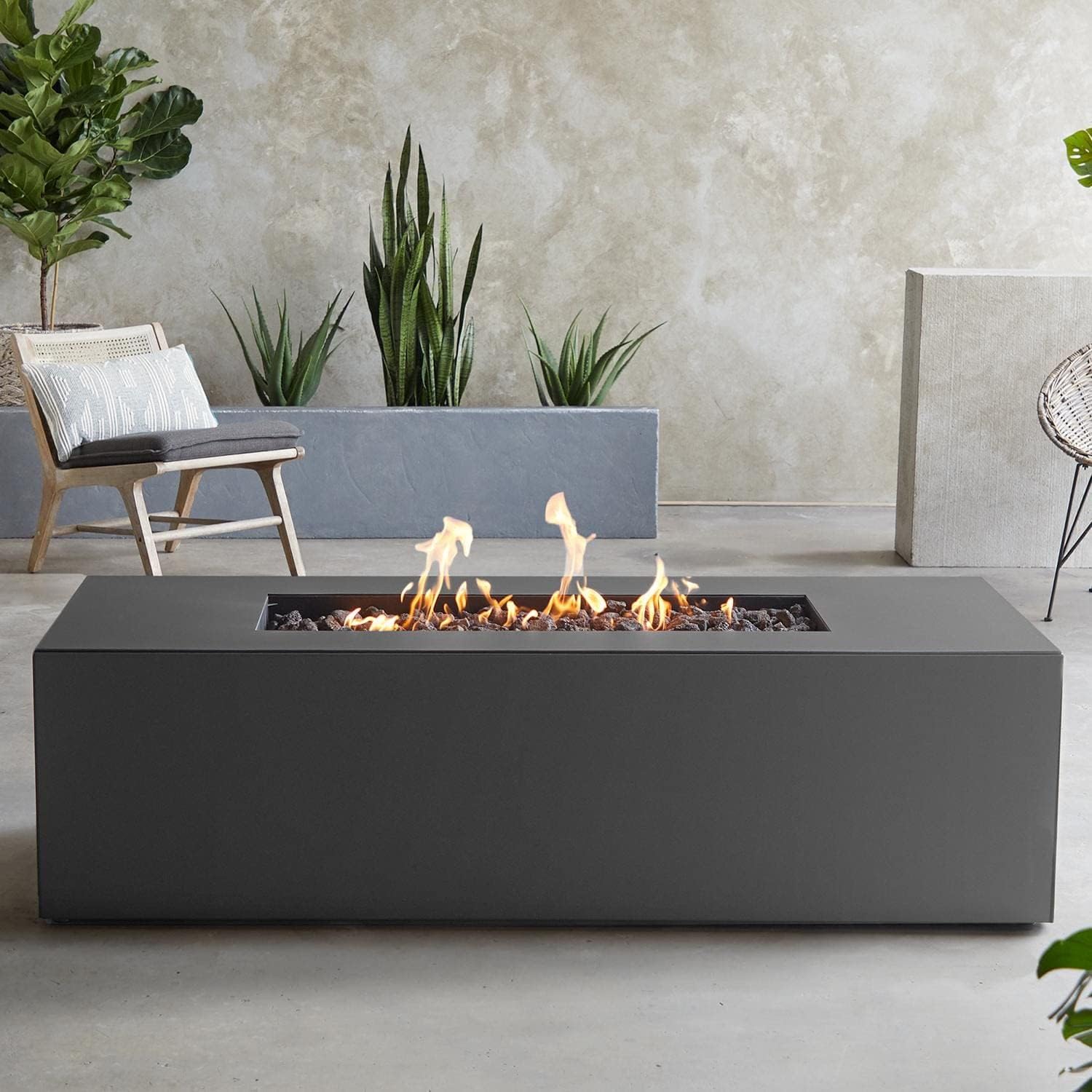 Amazon.com: Lakeview Covewood 72-inch Rectangle Natural Gas Fire Table ...