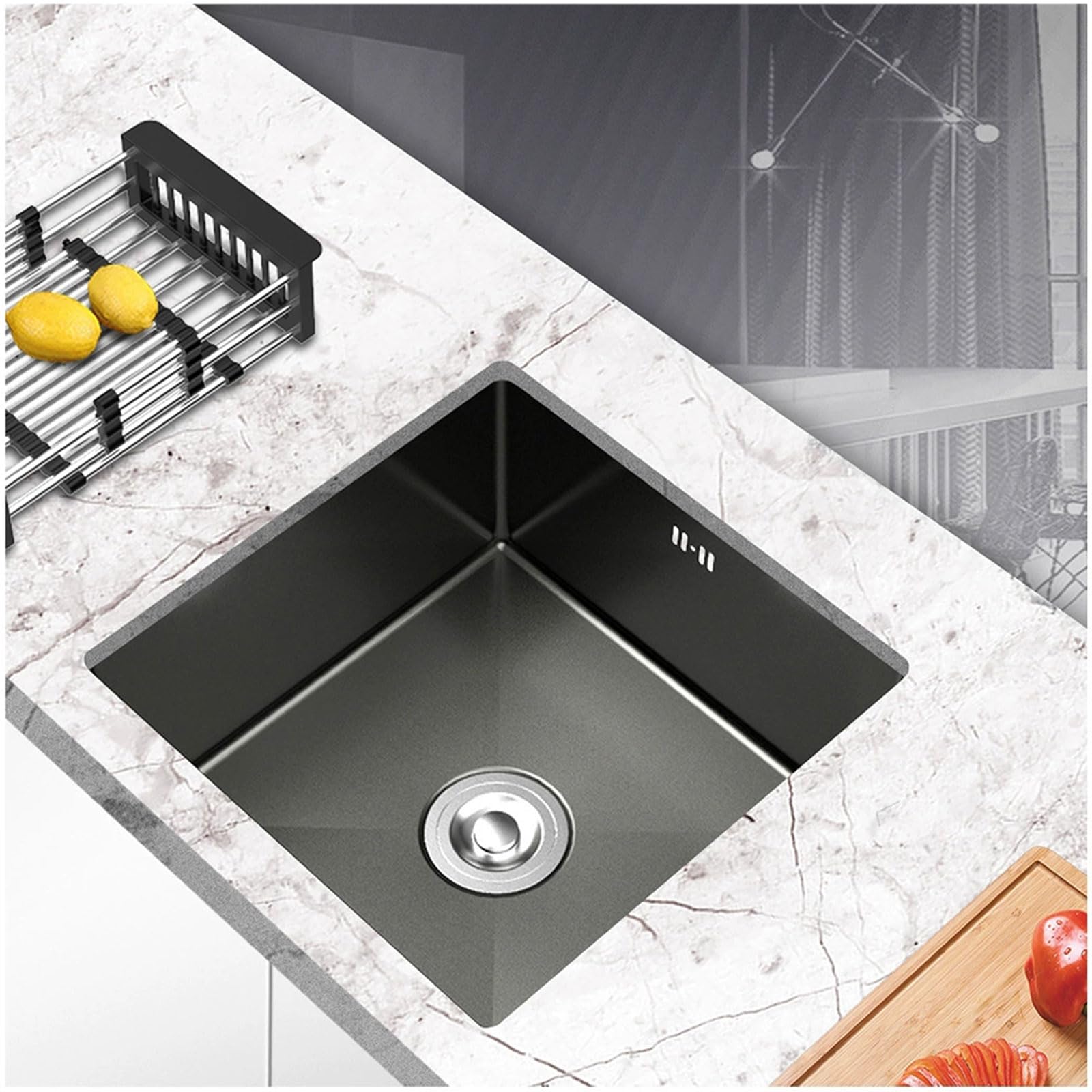 WBJGUOD Kitchen Sinks Undermount, Stainless Steel Kitchens Top Mount Black and Taps Premium Dishpan for Sink, Easy Drain Noise Reduction
