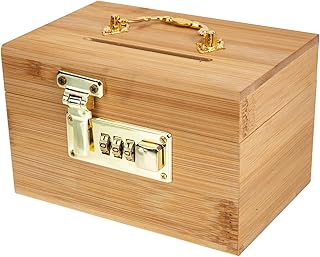 Operitacx Trinket Treasure Chest Vintage Piggy Bank Wood Treasure Chest Rustic Small Wooden Change Bank Decorative Money Box Money Saver Storage Box for Wedding Gift Home Decor (14.5X9.5CM)