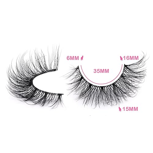 Vista 51 de Pestañas postizas rusas de tira de pestañas rizadas en D, aspecto natural, pestañas de visón sintético, como extensión de pestañas, esponjosas