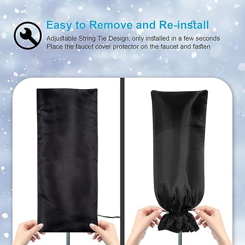 Miniatura 6 de Paquete de 2 fundas para grifos para exteriores para invierno, 13 pulgadas de ancho x 25 pulgadas de alto, protector contra congelación para