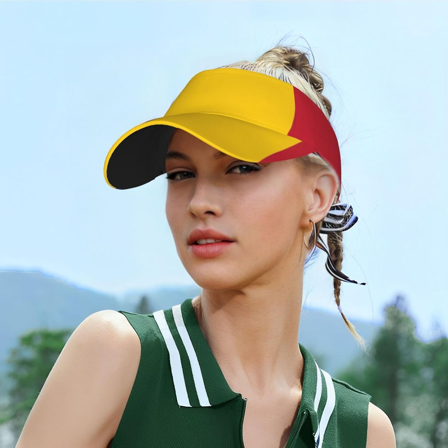 Flag of Chad Print Sports Sun Visor Hats,Adjustable Sun Caps for Men Women Adults Lightweight Black