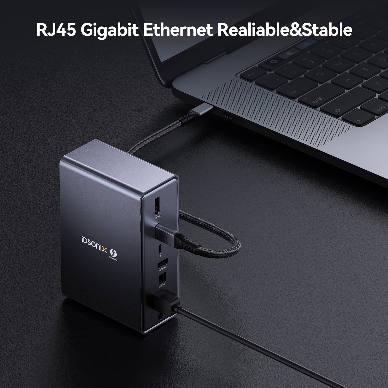 Docking station Thunderbolt 3 per Mac, iDsonix 16 in 1 USB C Dock Universale for USB-C Laptops, 2 porte USB C (10 Gbps), 6 USB A, Ethernet, Audio, SD/TF, DP, HDMI