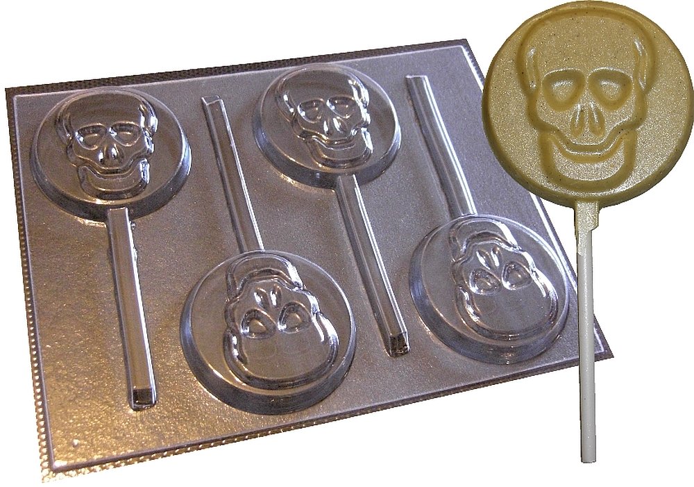 Dennycraftmoulds Transparent Skull Round Chocolate Lollipop Mold Halloween Lolly Mould