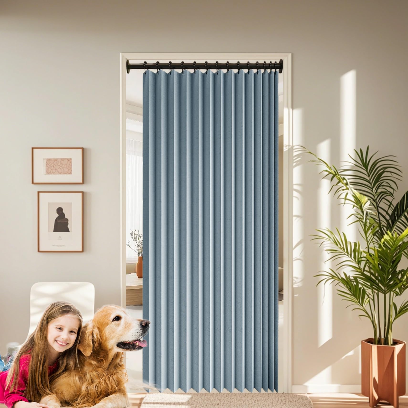 Rideau isolant thermique contre les courants d'air avec séparateur de pièce magnétique 140x180