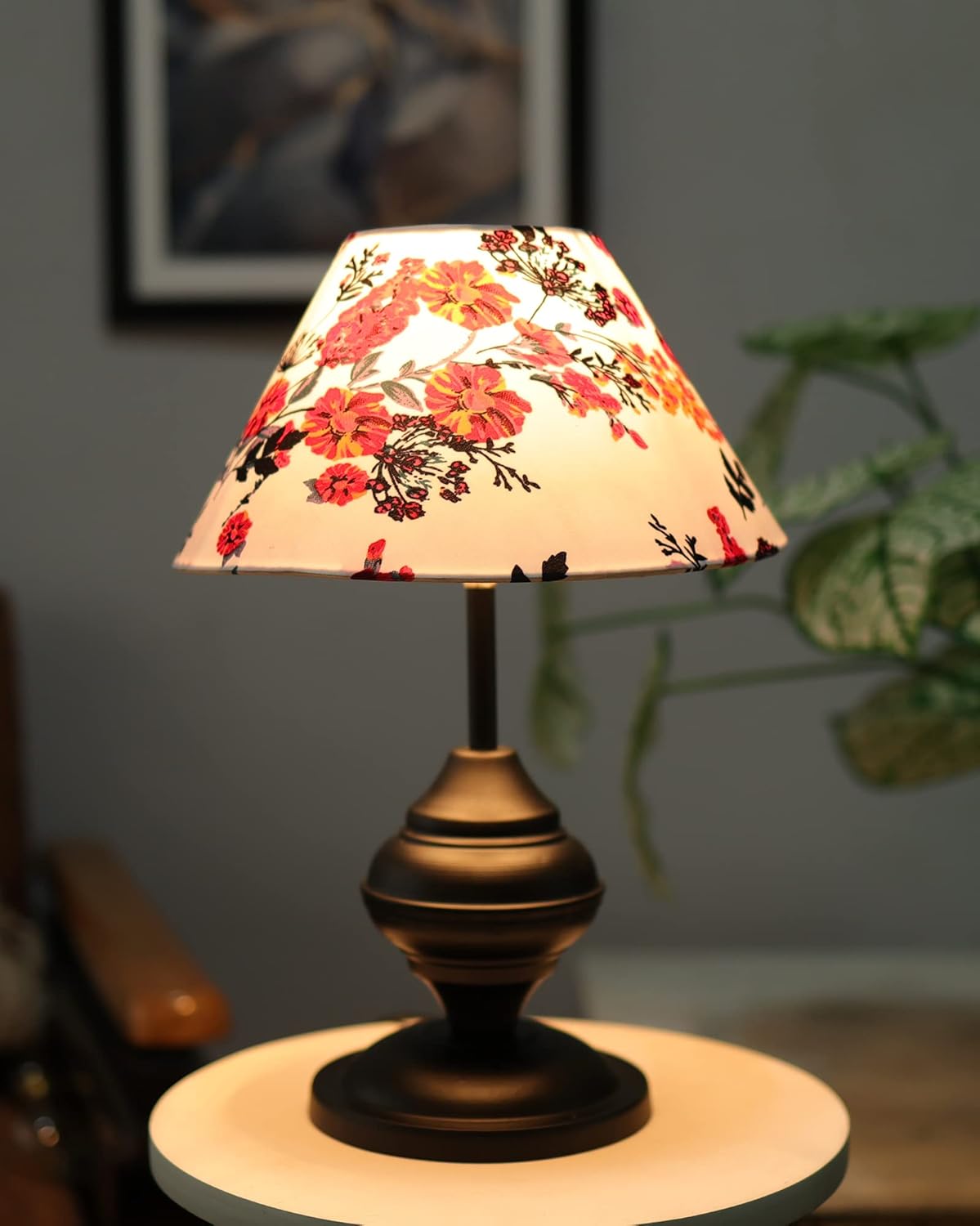Buy Homesake Black Metal Incandescent Table Lamp With Fabric Shade, B22