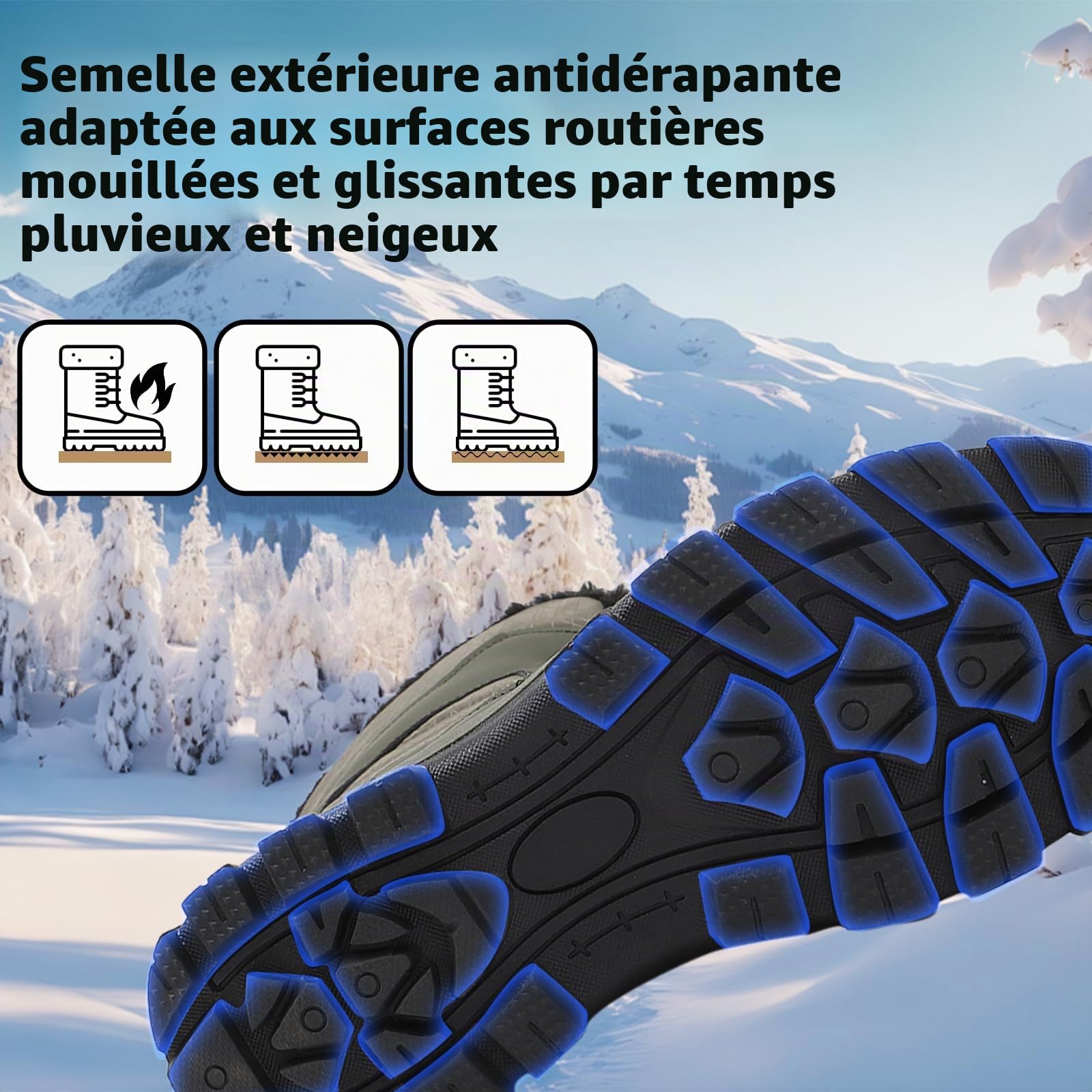 Bottes Femme Hiver Imperméable Bottines de Neige Chaud et Résistant à l'eau Chaussures de Randonnée Femme Snow Boots 36-42EU