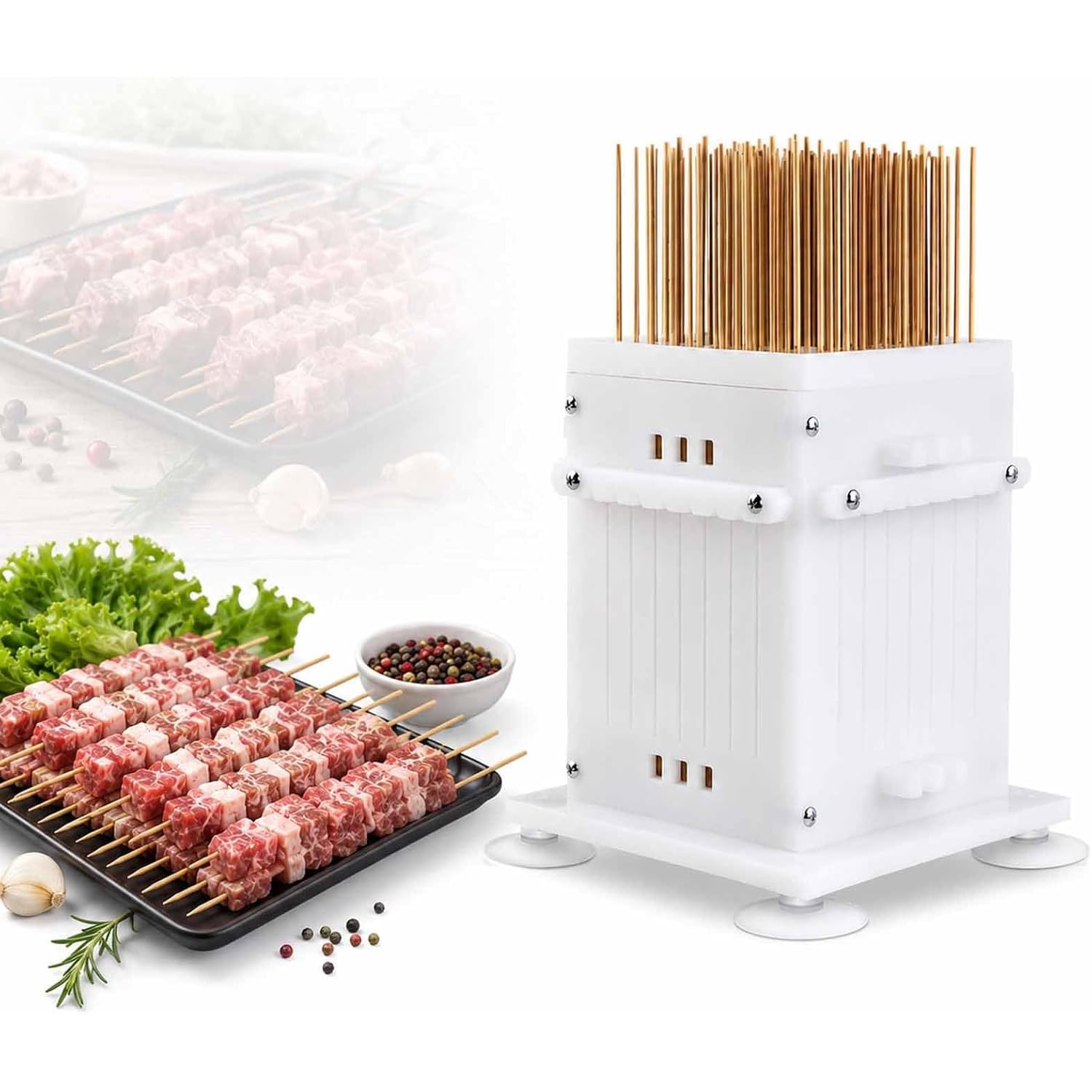 Caja Para Hacer Kebabs Con 64 Brochetas, Máquina Para Hacer Brochetas De Carne De Uso Rápido, Caja Para Hacer Kebabs, Herramienta Para Ensartar Rápidamente, Máquina Reutilizable Para Hacer