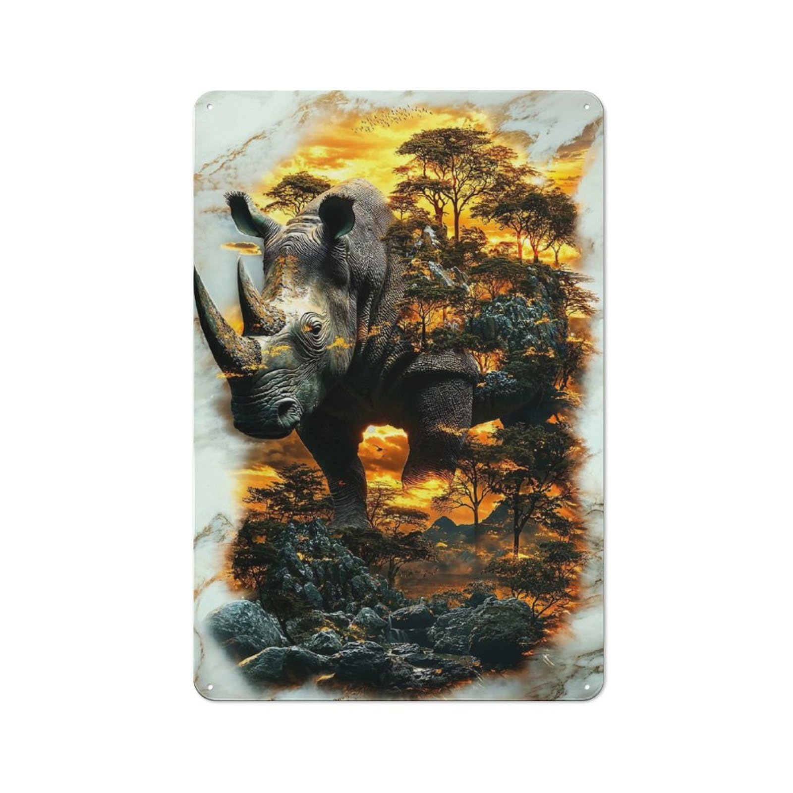 Junmoney Guardian Of The Savanna Tin Wall Plaque 30X20cm With For Guest Room Or Hallway, For Metal Sign Collectors, For Garage And Workshop Walls