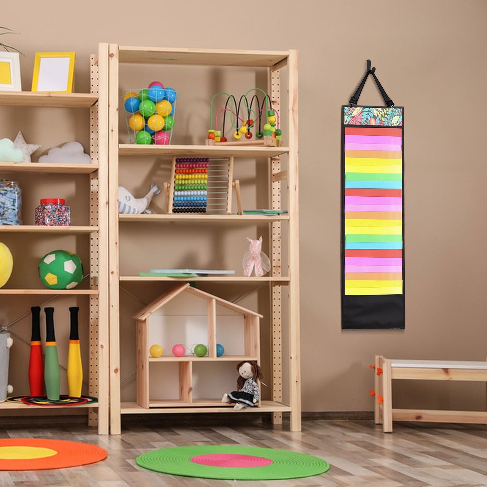 Opbergtas Om Op Te Hangen Aan De Deur, Met 5 Transparante Vakken Multifunctioneel Rek Hangrek Voor Kledingkast Kast Kinderkamer Grijs 600x600