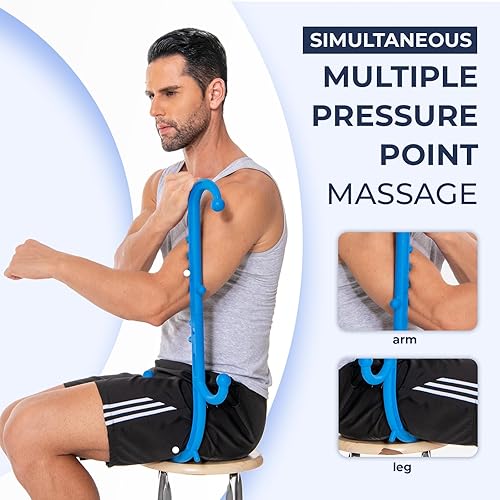 Miniatura 6 de Masajeador de espalda y cuello de tejido profundo  Masajeador de espalda para aliviar el dolor, removedor de nudos musculares, herramienta de masaje