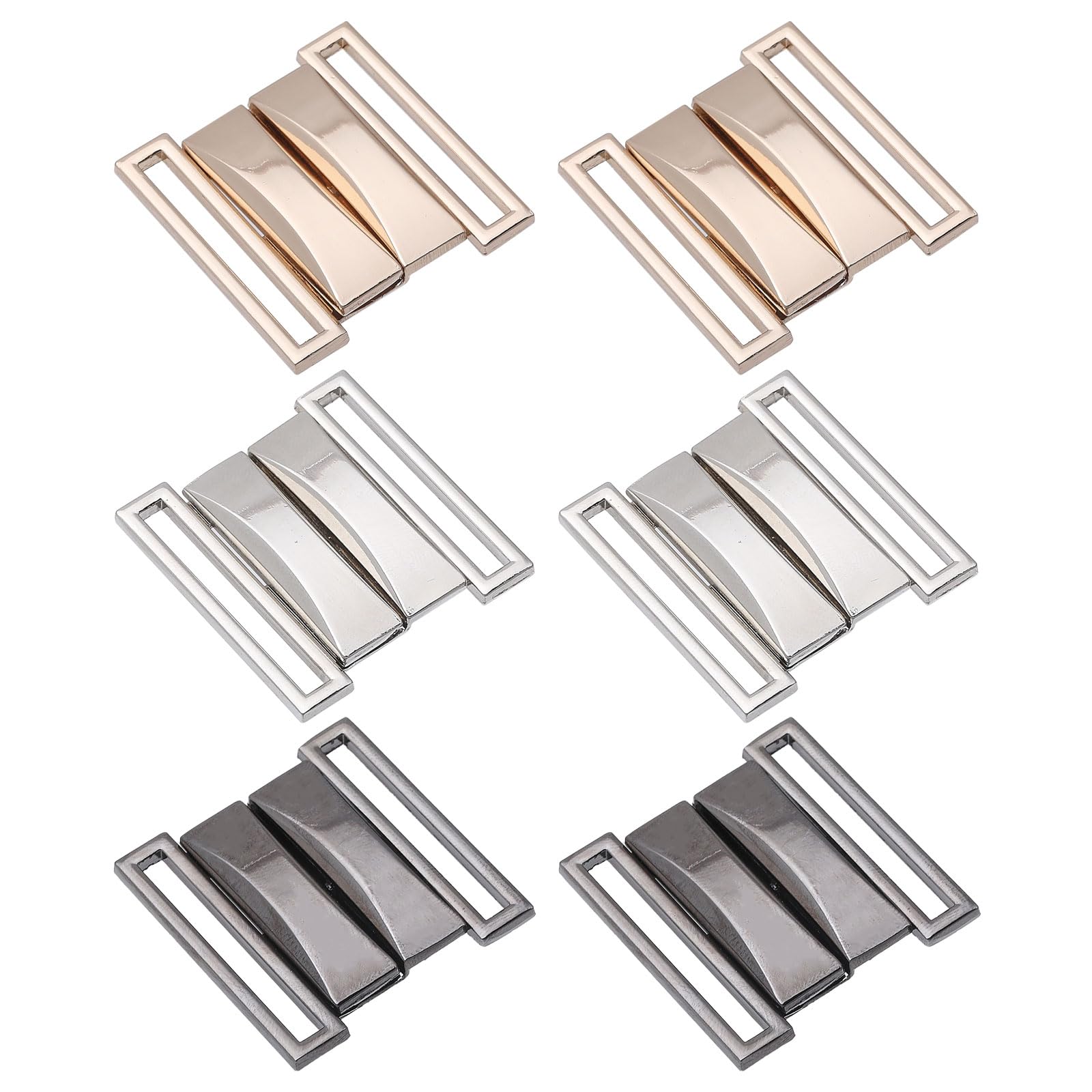CHGCRAFT 6 Sets Metal Belt Buckle Clasps Rectangular Metal Clasp Buckles Alloy Decorative Waist Belt Buckles Clips for Leather Straps Belt Shirt Dress Jackets DIY Accessories