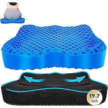 Cooling Gel Seat Cushion, Thickened Big Breathable Honeycomb Design Absorbs Pressure Points Gel Cushion with Anti-Slip Cover Cooling Seat Cushion for Office Chair Home Car Seat Cushion for Wheelchair