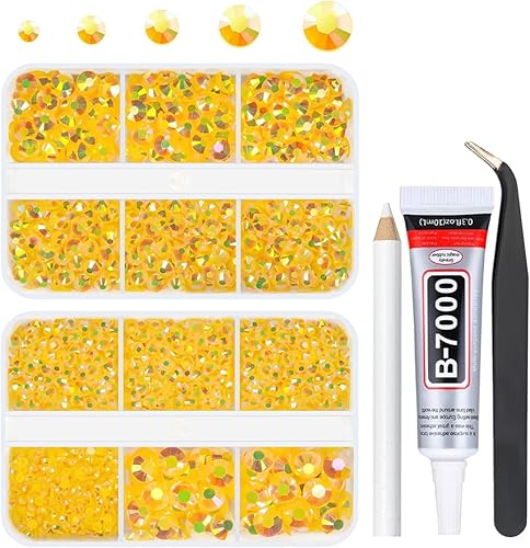 Vista 35 de Resina AB de limón amarillo para manualidades, diamantes de imitación de citrino con parte trasera plana, piedras de gel de 2mm, 3mm, 4mm, 5mm, 6mm