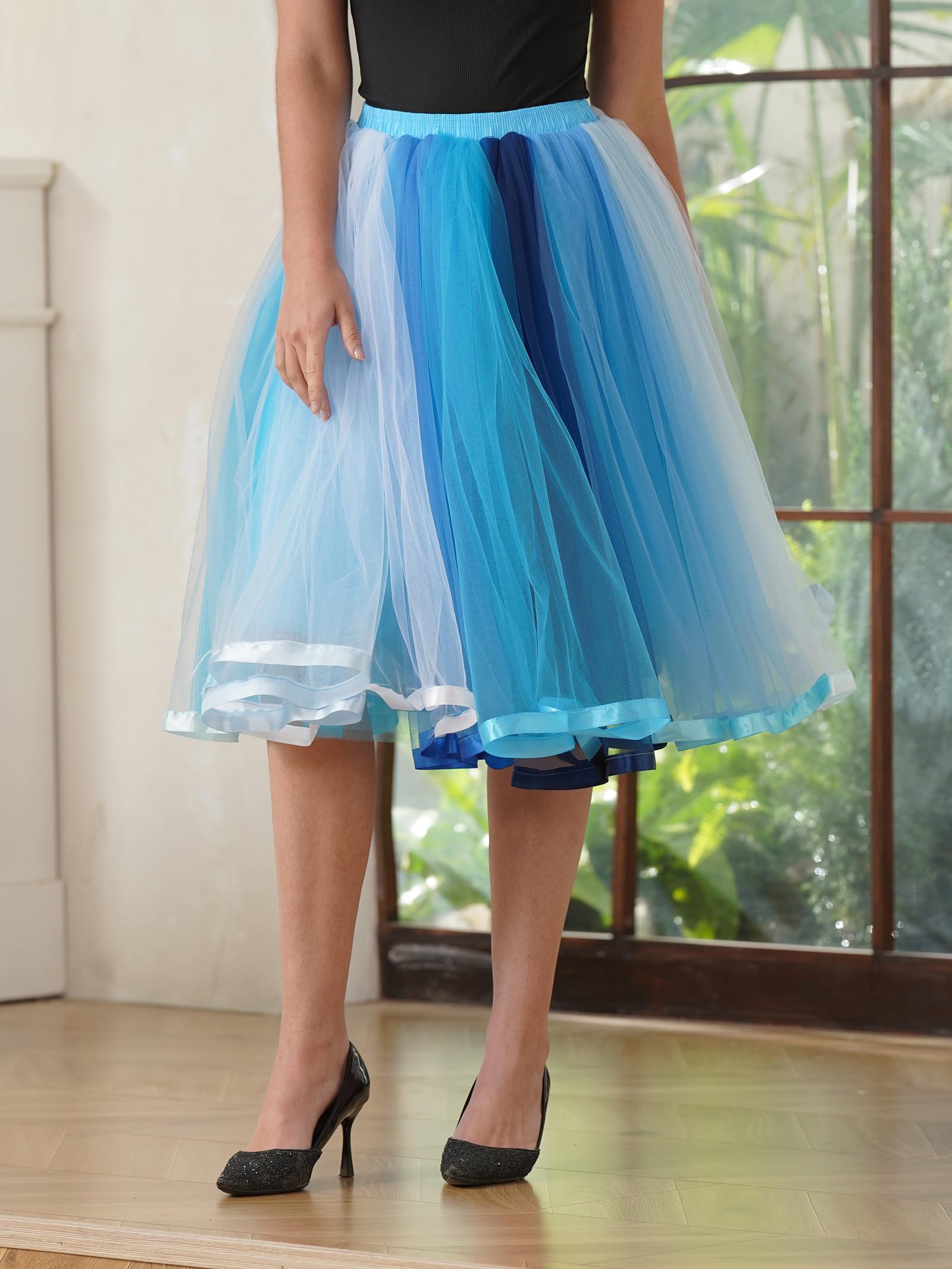 BABYONLINE D.R.E.S.S.® Jupe courte rétro pour femme - Taille haute - Tutu - Jupe en tulle - Jupon - Jupon - Tutu - Tutu - Crinoline - Mini jupe crinoline - Robe en tulle