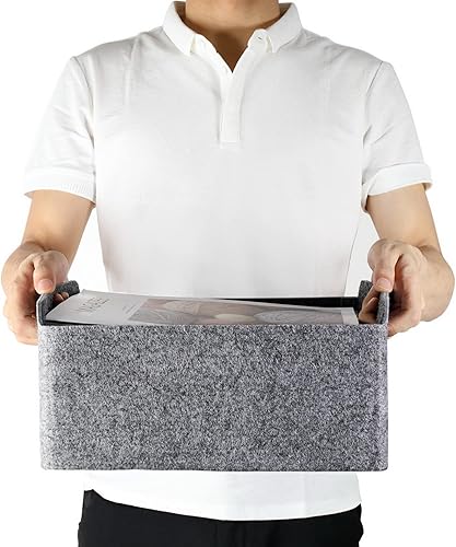 Miniatura 4 de Welaxy Cestas de almacenamiento plegables de fieltro de 3 piezas, cajas organizadoras plegables con asas para niños, juguetes para mascotas,