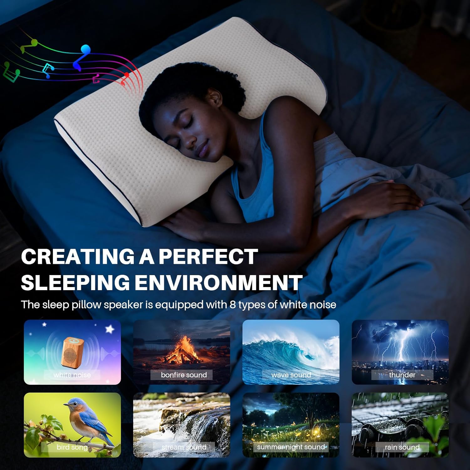 Hopihe Sunrise Pillow, Sound Machine for Sleep with Bluetooth Speaker & Sunset Simulation, Smart Pillow with Wake Up Light, Sunset Lamp, White Noise Machine for Adults Kids
