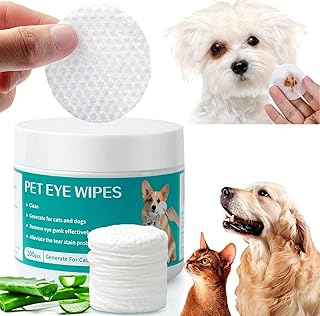 100Pcs/Box Cleaning Wipes, Dog Eye Wipes Cleaning Wipes, Ear Cleaning Wipes for Dogs and Cats to Remove Spots Caused by Te...