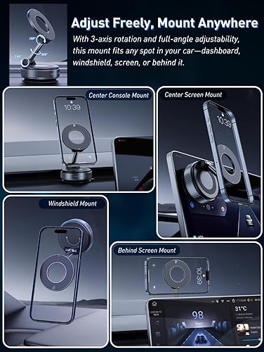 Miniatura 2 de Soporte de teléfono para tu coche  Soporte de teléfono ajustable de 360 para soporte de teléfono Magsafe con succión al vacío con gel lavable para