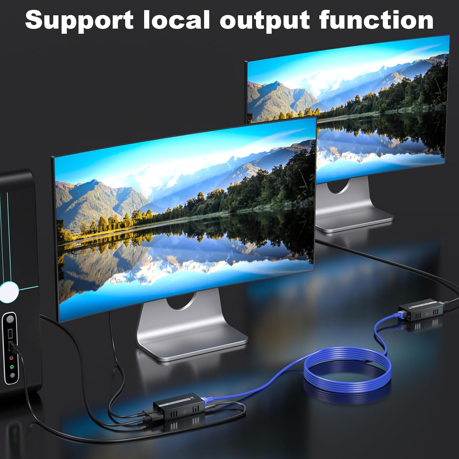 PWAYTEK HDMI KVM USB Ethernet Extender Local Output Function