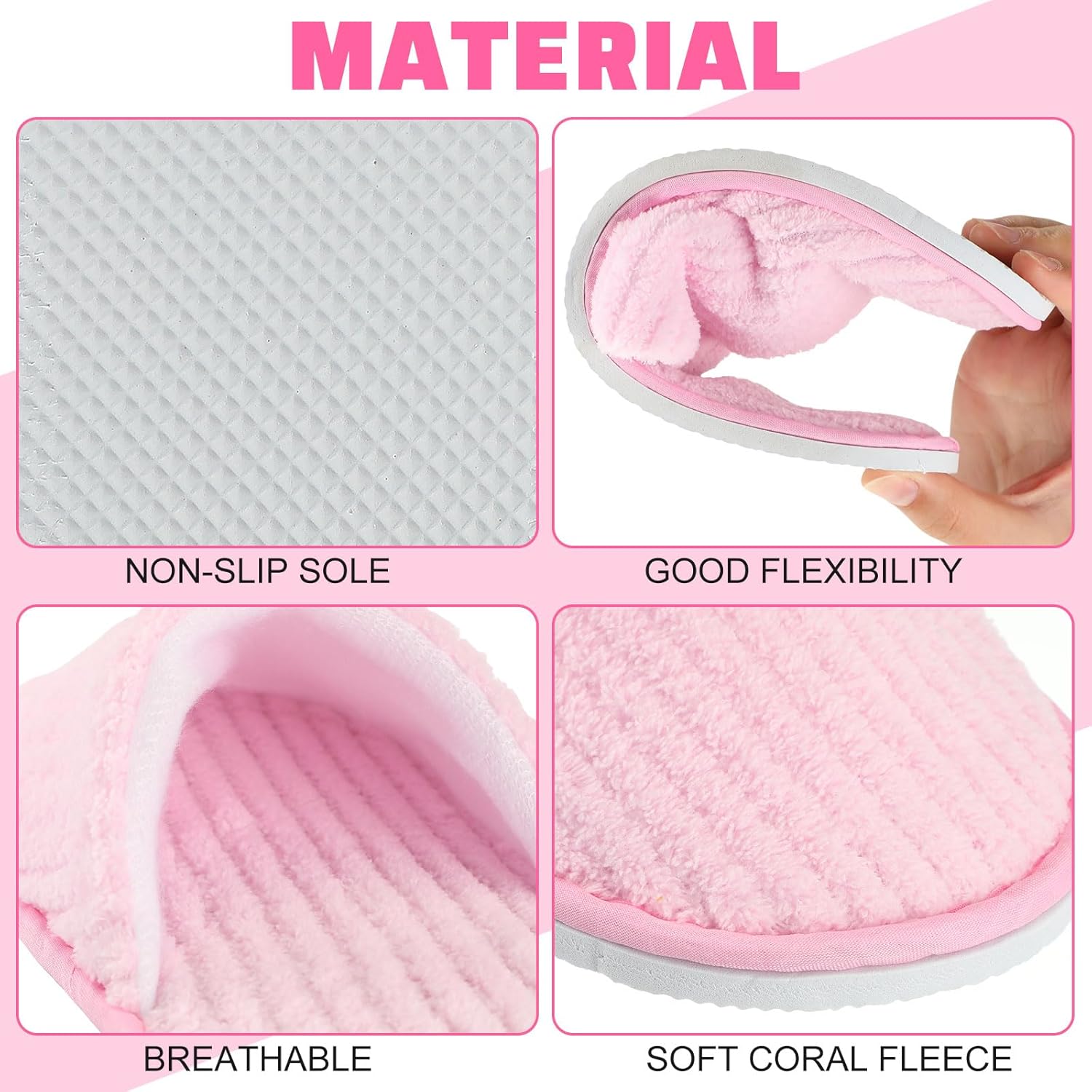 Panitay 20 Pairs Reusable Spa Slippers for Guests Washable House Slippers with Triple Layer Coral Fleece for Home Indoor Hotel Travel, Closed Toe