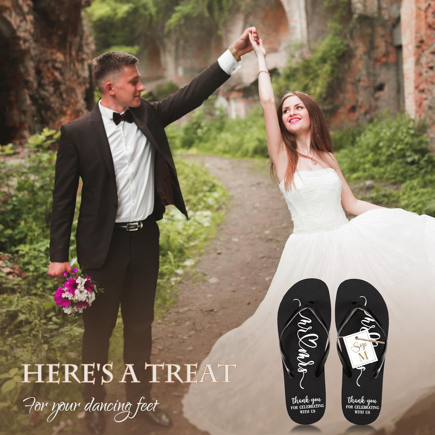 24 Pairs Wedding Flip Flops Bulk Slippers Flip Flops Women Wedding Sandals with Size Cards Drawstring Bags - Image 5