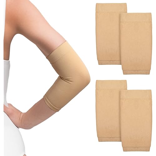 Vicenpal 2 Pairs Tattoo Cover up Sleeve Forearm Arm Sleeves for Women Men Compression Tattoo Upper Arm Cover(Nude)