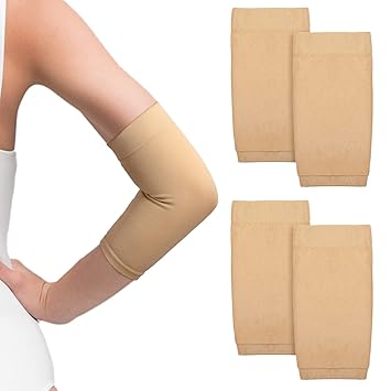 Vicenpal 2 Pairs Tattoo Cover up Sleeve Forearm Arm Sleeves for Women Men Compression Tattoo Upper Arm Cover(Nude)