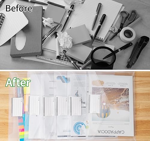 Miniatura 6 de 48 sobres de plástico A4, sobres de polietileno tamaño carta con botón a presión, carpetas de archivos de documentos impermeables con bolsillo para