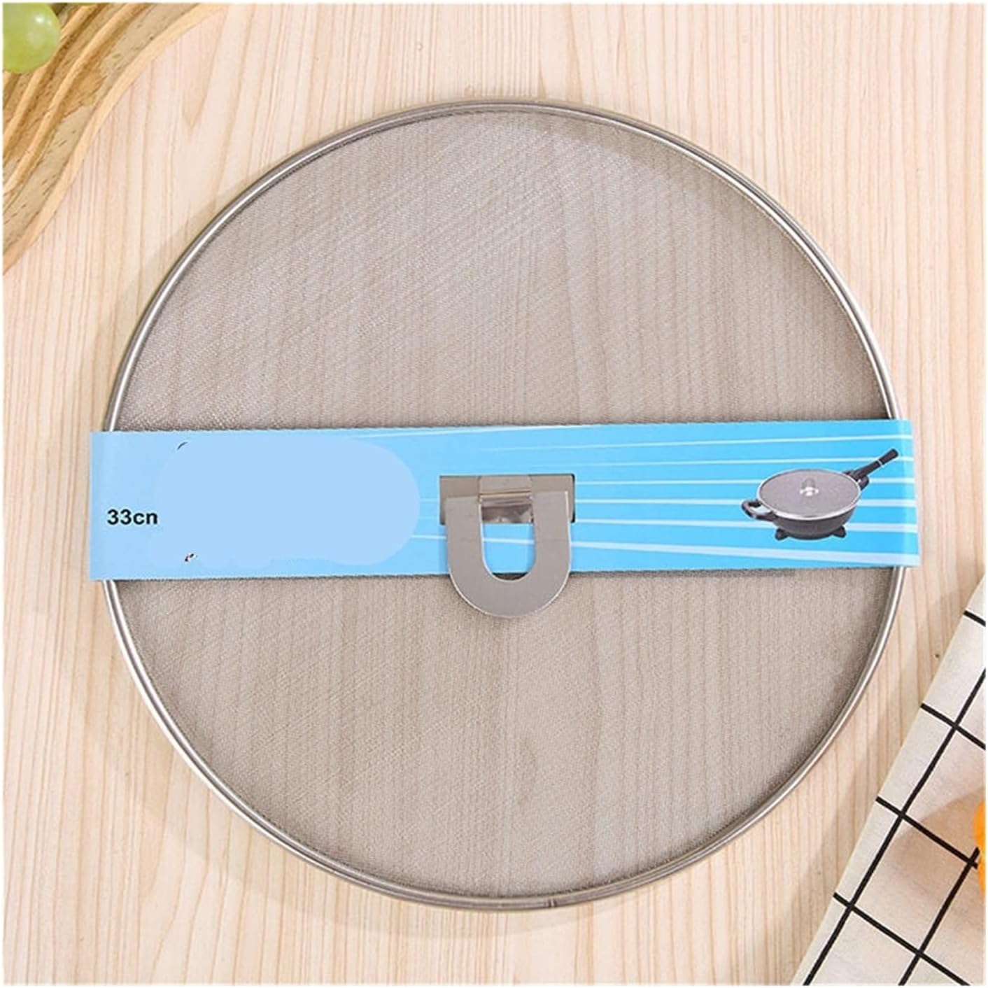 Practical Fine Mesh Stops Stainless Steel Cover Lid Oil Proofing Frying Pan Splatter Screen Spill Proof Cooking Tools(33CM)