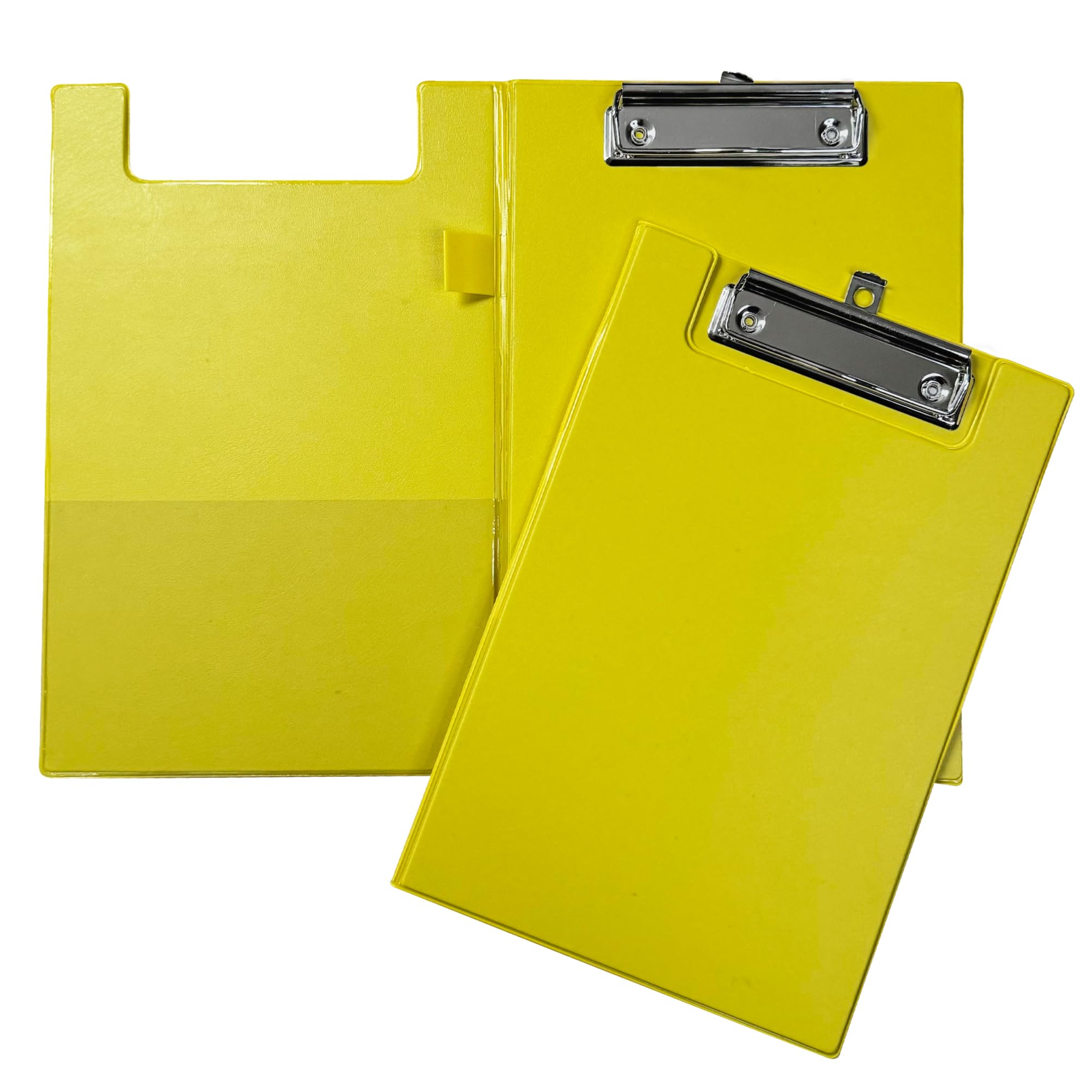 Janrax Yellow Foldover Clipboard – A5 Folding Clipboard with Front Cover, Inside Pocket & Hanging Hook