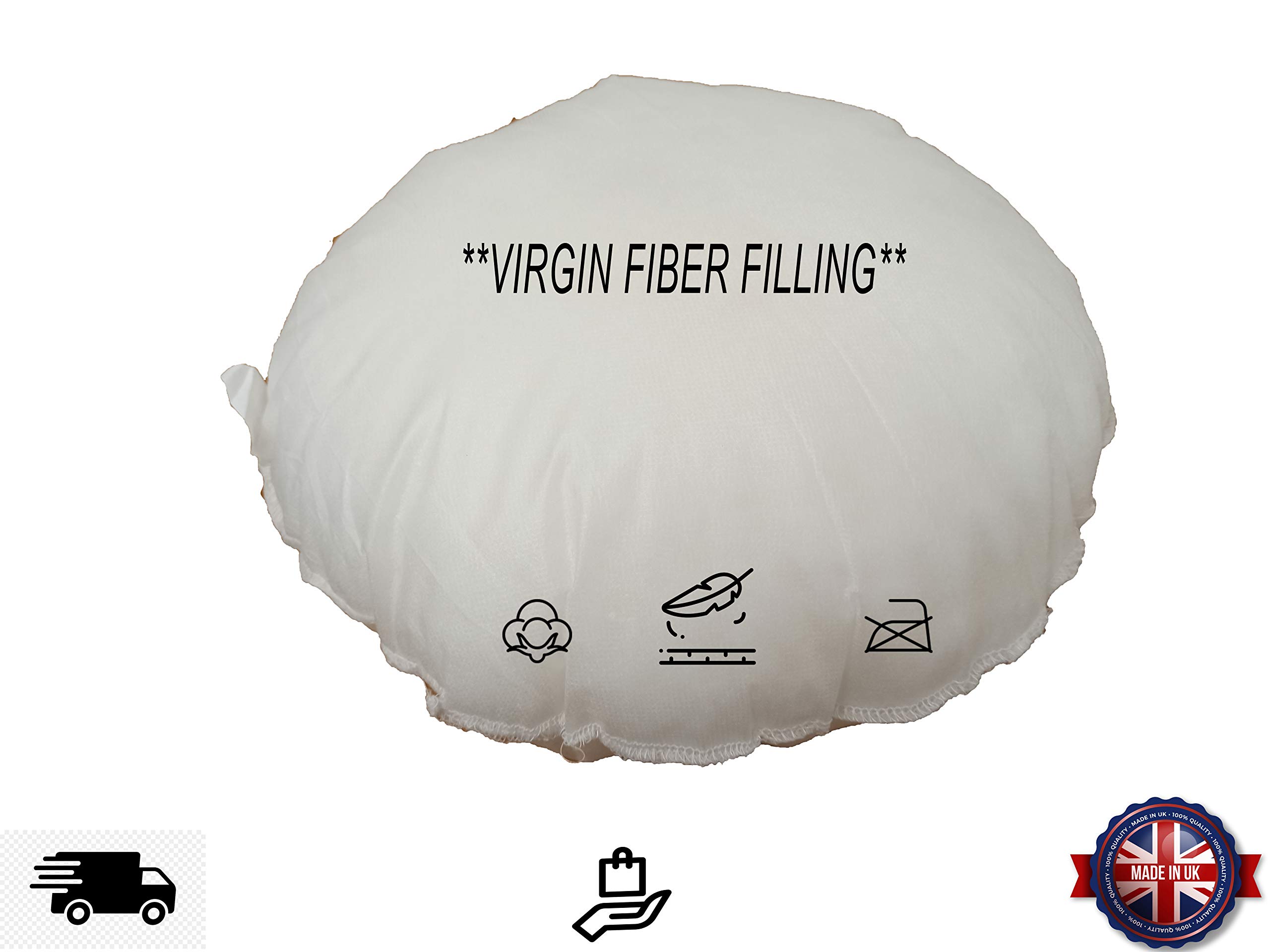 Artextile White Virgin Hollow Fiber Filled Round Cushion Pads Circular Pillows,Scatters, Fillers Inserts In 16" 18" 20" And Multi Packs (2, 20X20(50X50cm))