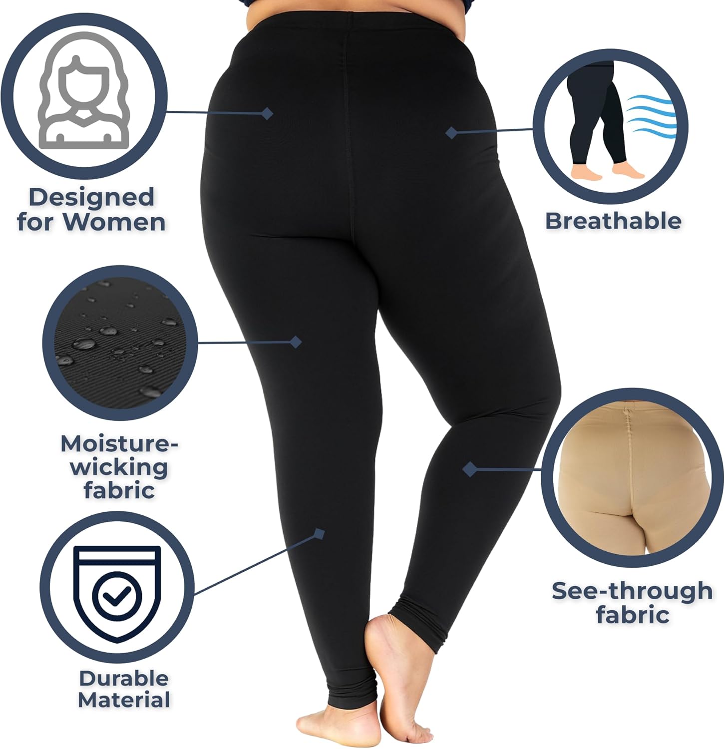 Women’s 20–30 mmHg Graduated Compression Leggings – High Waist Support Pantyhose Tights for Varicose Veins, Swelling & Everyday Comfort, MM3013 - Image 3