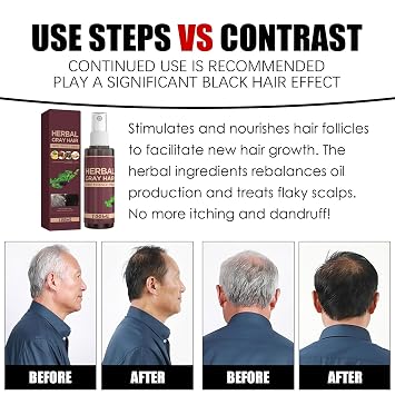 Herbal Gray Hair Verse Essence Spray Grey Hair Darkening Spray with Herbal Essence, Natural Gradual Color Restoration Conditioner - Sulfate-Free Formula for Daily Use (2)