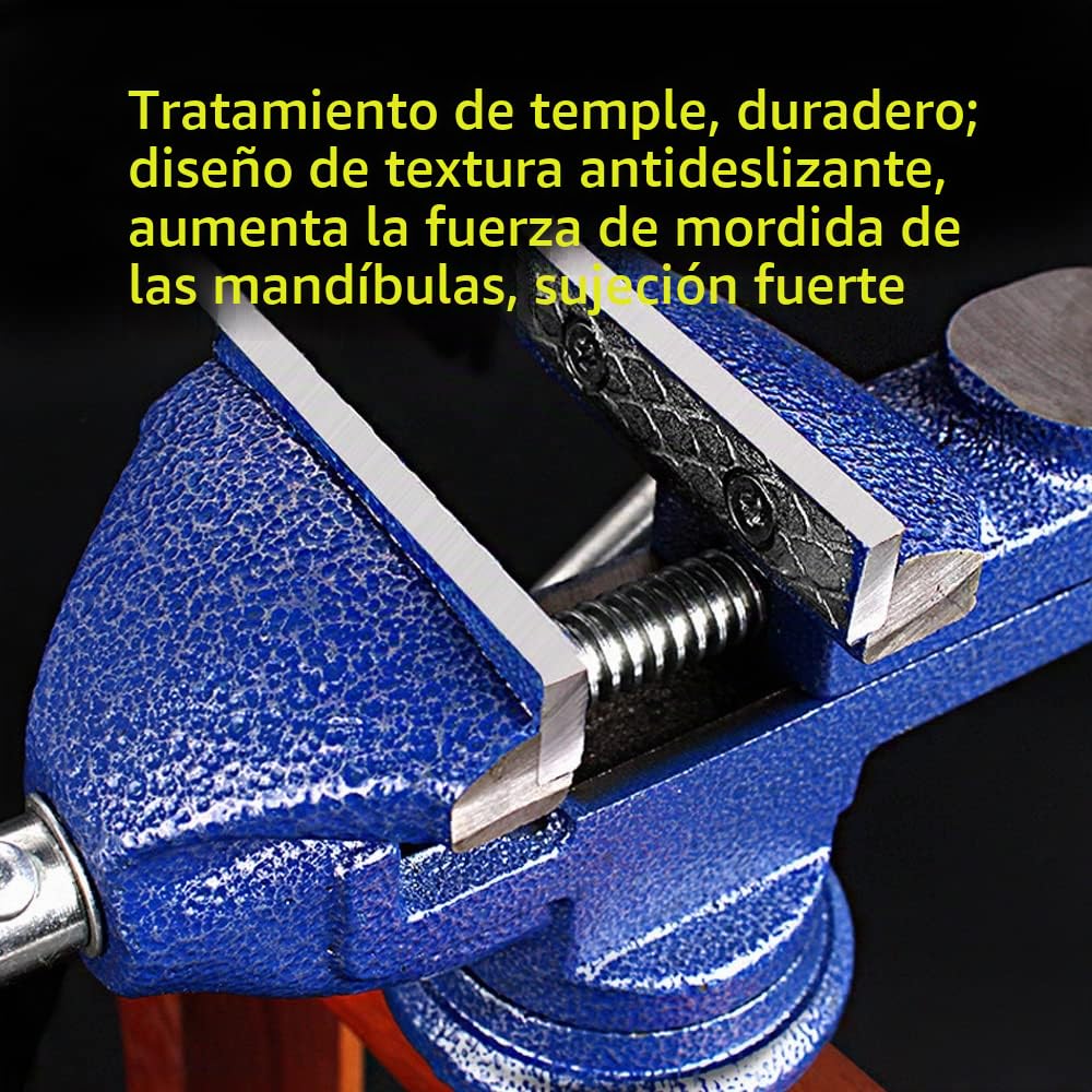 Mini tornillo de banco versátil, tornillo de base giratoria de 360 ° tornillo plano de carpintería 60mm para carpintería, conductos de corte, perforación, metalurgia - azul