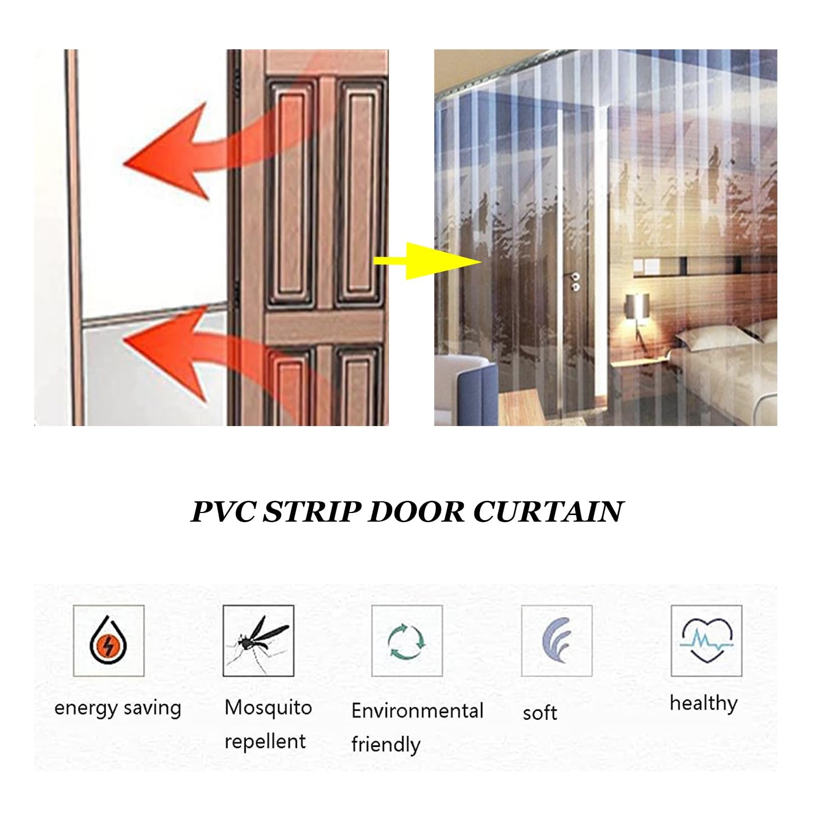 Tenda verticale in PVC, striscia di plastica trasparente per uso industriale e commerciale, ideale per congelatori, magazzini, negozi, terrazze e fienili (120 x 210 cm)