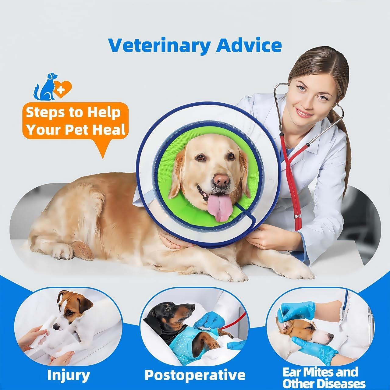 Dog Soft Cone Comfy .Dog Recovery Collar – Pain-Free Post-op Cone for Neutered/Spayed Pets or Injury Protection (Black, 4XL)