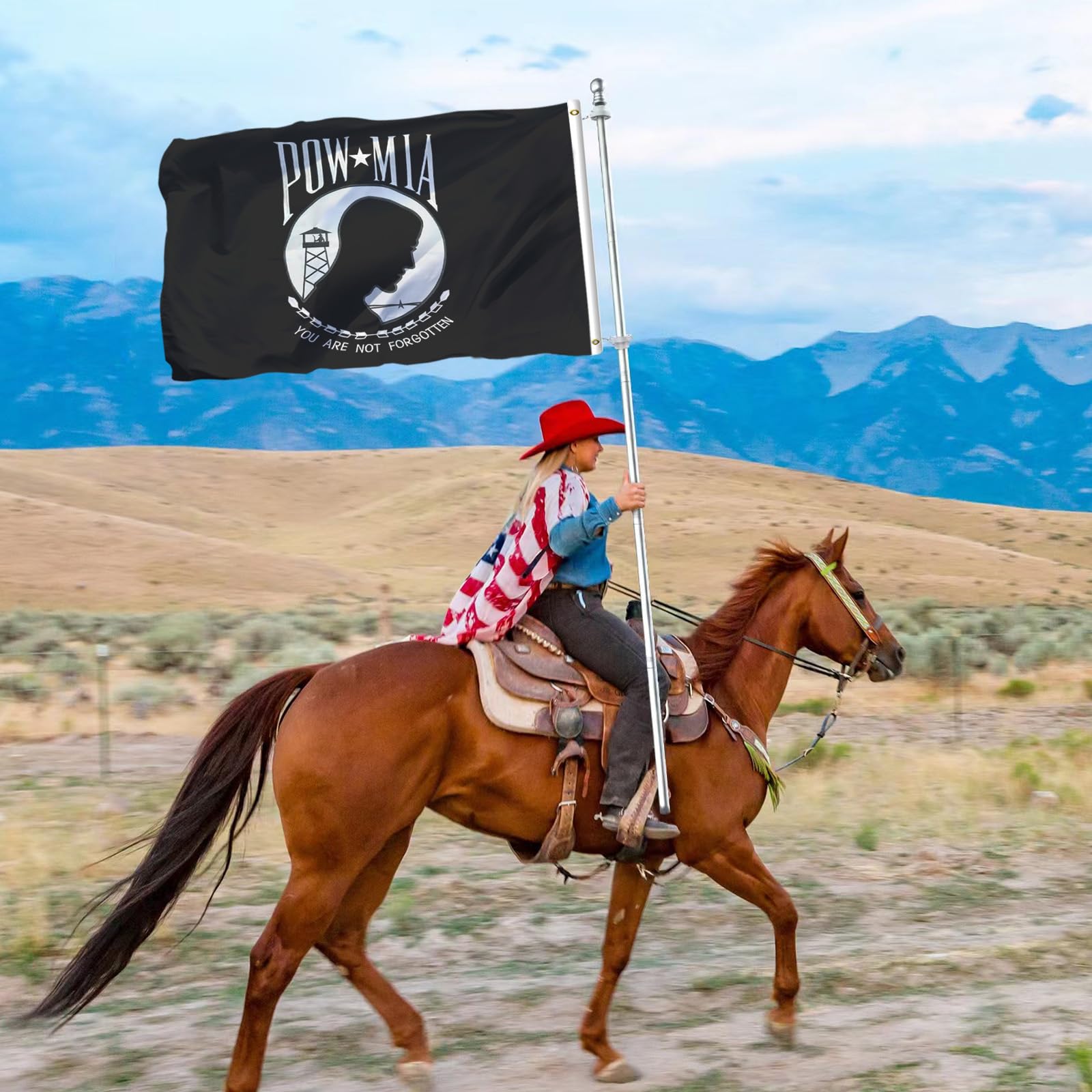 POW MIA Flagge (3x5 Fuß / Ca. 90x150 Cm) – Doppelseitig, Aus Polyester, Mit Messingösen Für Innen/Außen