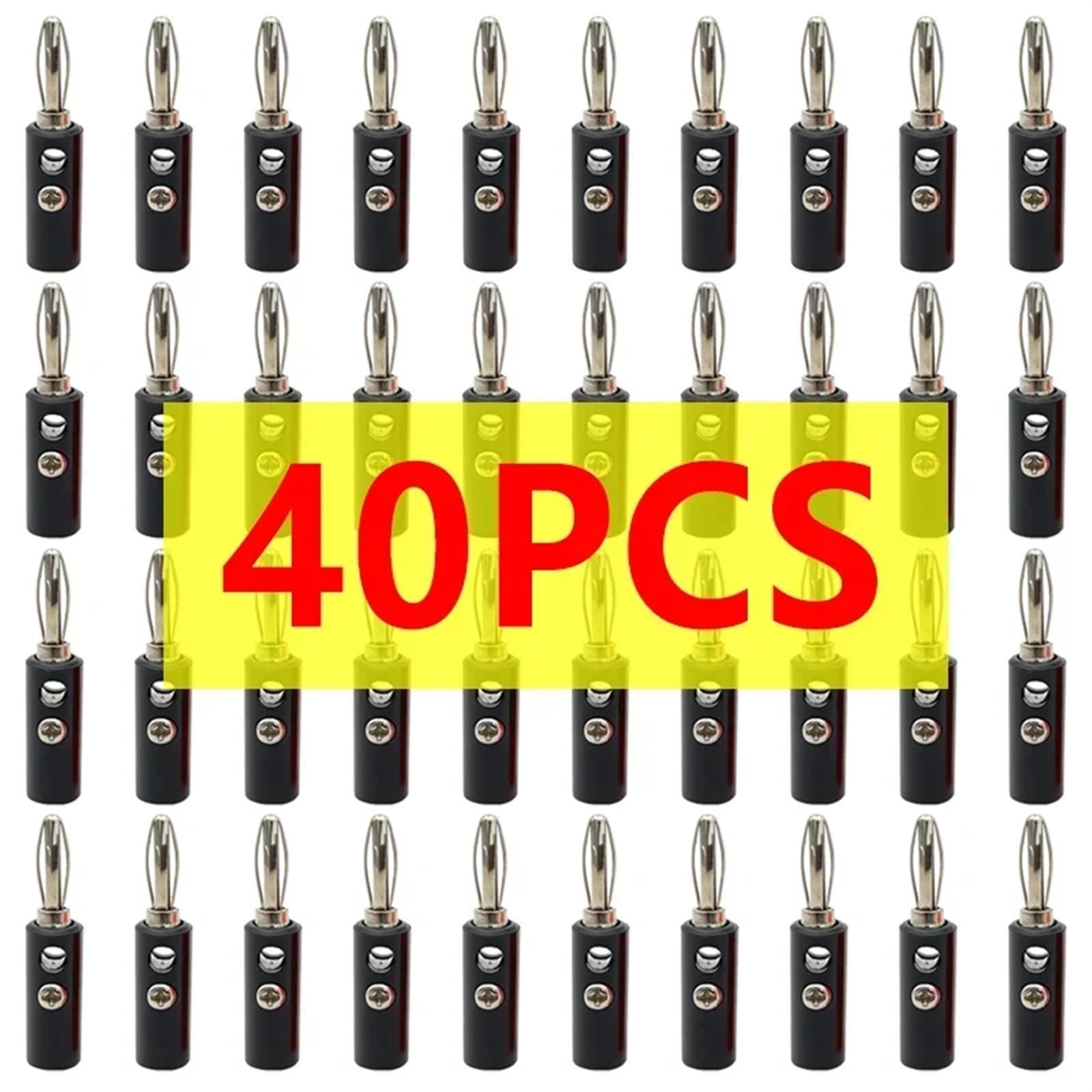Conector de Altavoz Banana Horn de 40/200 Uds. Compatible con Cable de Altavoz de hasta 3mm de diámetro(40 Black)