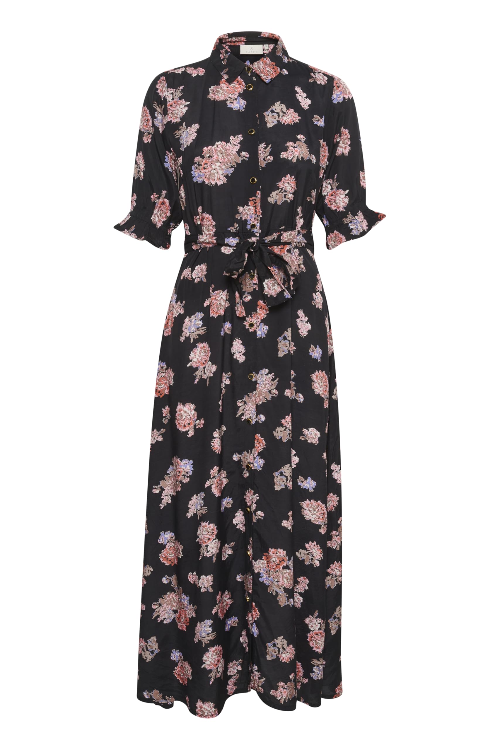 KAFFE Damen Kleid KAvelana Damen Kleid Kurzarm Maxi Casual Elegant Print Maxikleid Ellenbogenlänge