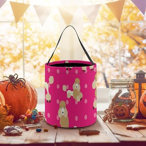 Miniatura 5 de Caniche Dog Halloween Trick or Treat Party Favor Bolsas de mano Cesta de caramelo Reutilizable Cubo Portátil