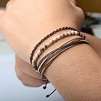 Vista 214 de Handmade Natural Stone Beaded Healing Bracelet Gift for Men Adjustable Rope String Bracelet (picasso jasper, Adjustable)