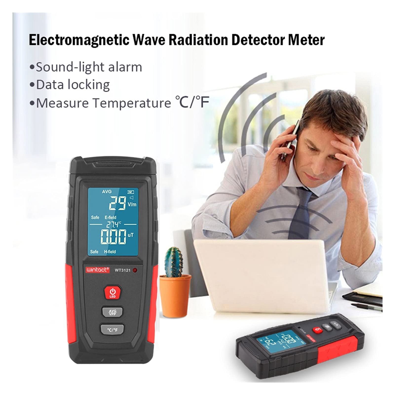 Probador de radiación de campo electromagnético EMF Medidor de campo eléctrico campo magnético Dosímetro detector recargable Dosimete