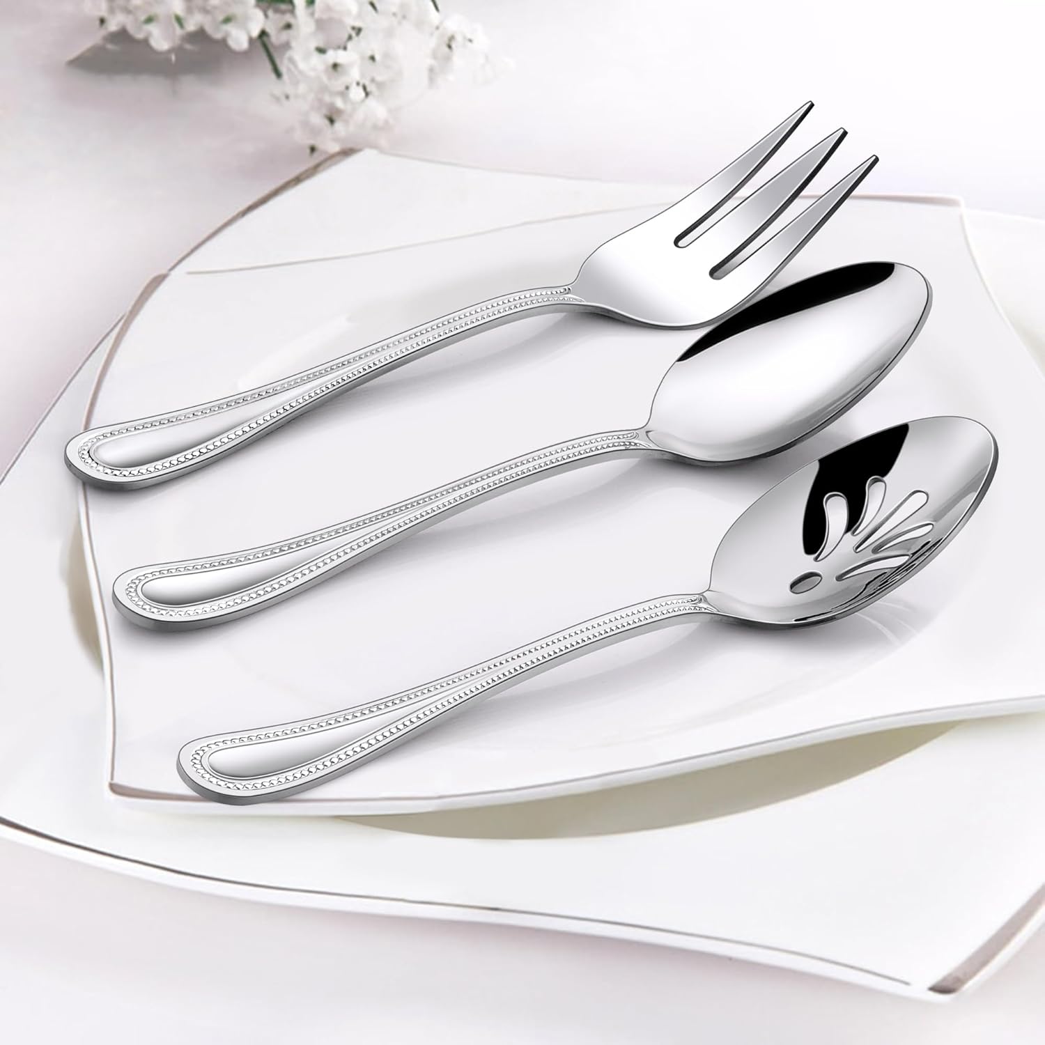 6 Pieces Serving Set, Stainl Steel Sierware Serving Utensils,