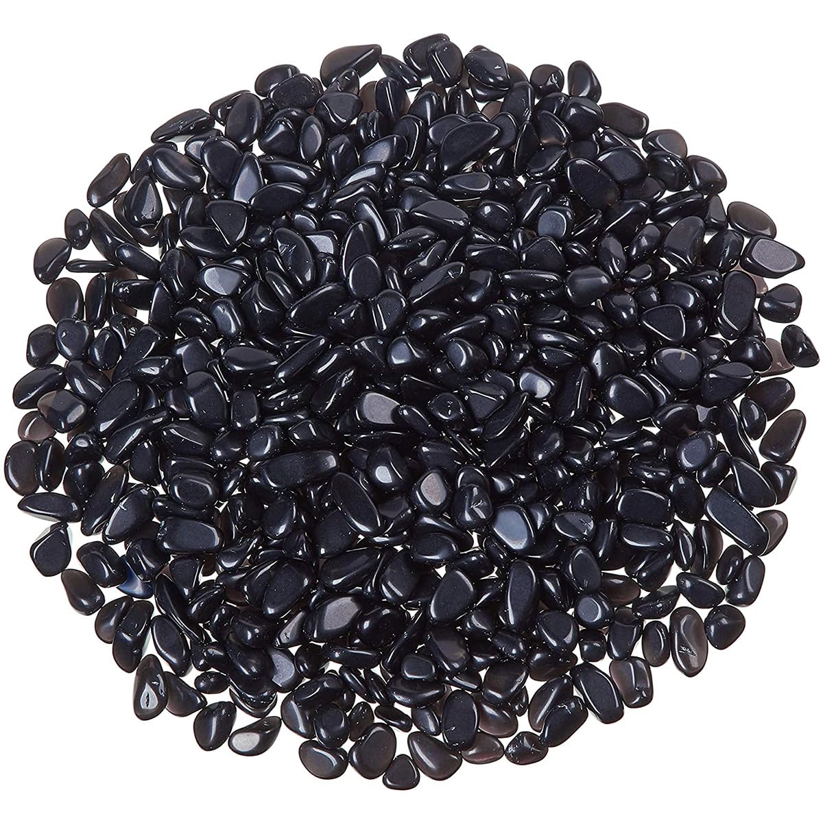 WAYBER Crushed Polished Black Obsidian, Decorative Gravel Stones, 2 Pounds