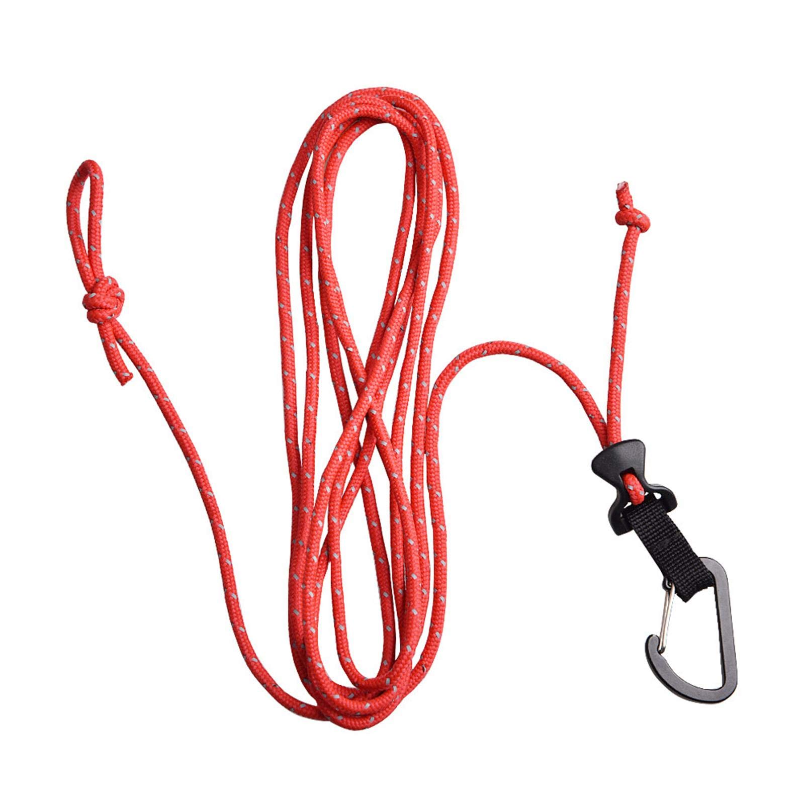 courti 4 Tent Camping Rope, Reflective Cord Guy, 98.43inch/2.5m Long Guy Ropes Windproof Tent Guide Rope With Hook - Image 3