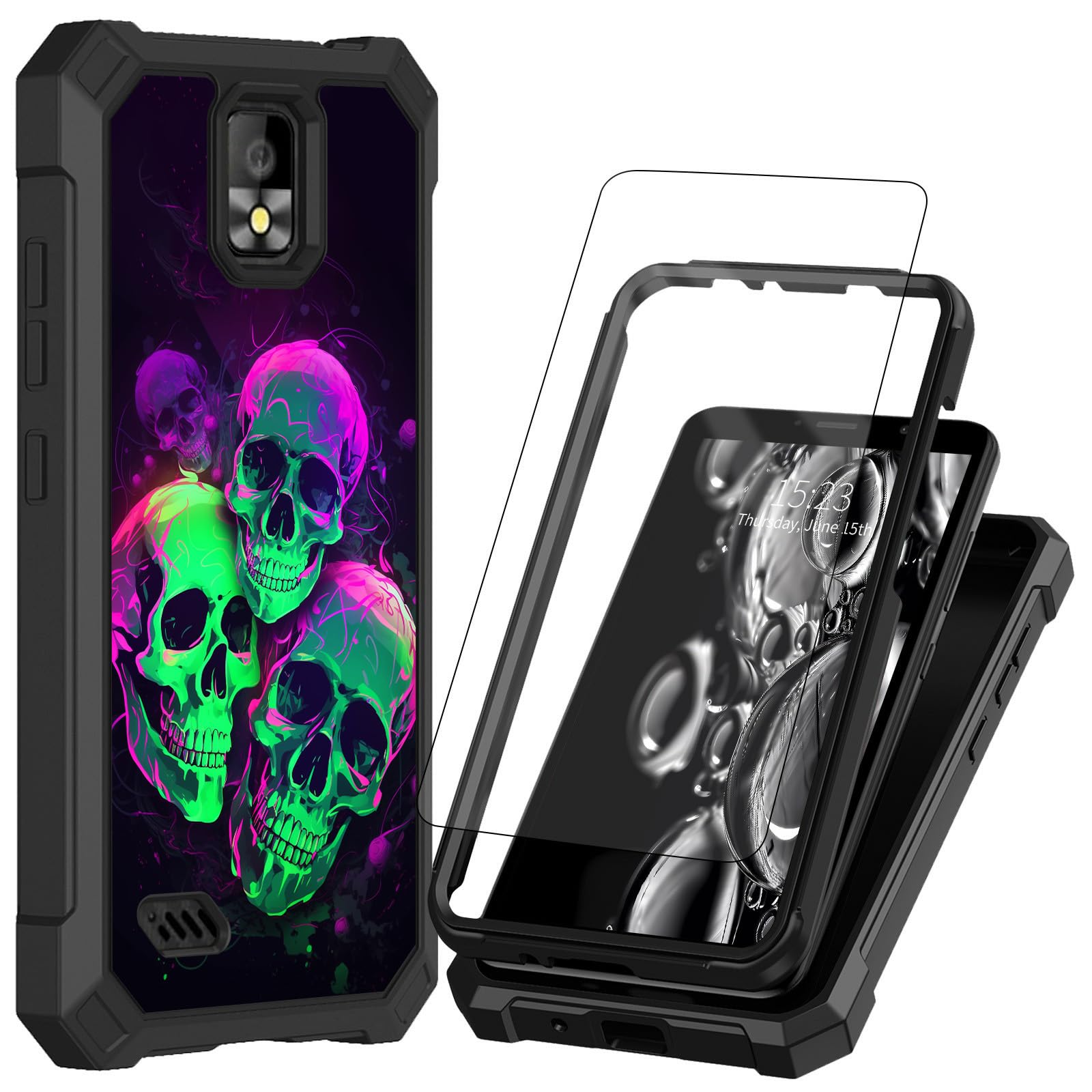 Amazon.com: ACWDMKH for Hot Pepper Panca Phone Case with Screen Protector  [Tempered Glass] Dual Layer Protection Shockproof Corner Cover Silicone  Bumpe for HotPepper Panca Phone Case,Green Purple Skull : Cell Phones &