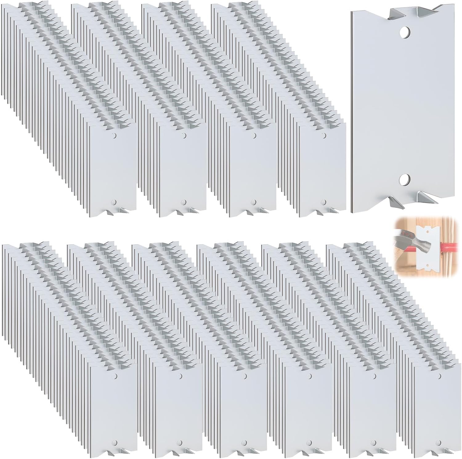 200 Pack Nail Protection Plates for Wood Studs, 2.5 x 1.5 Inch Cable Protector Plate, Metal Anti-Nail Shield with Sharp Pointed Prongs for Plumbing & Electrical Wiring
