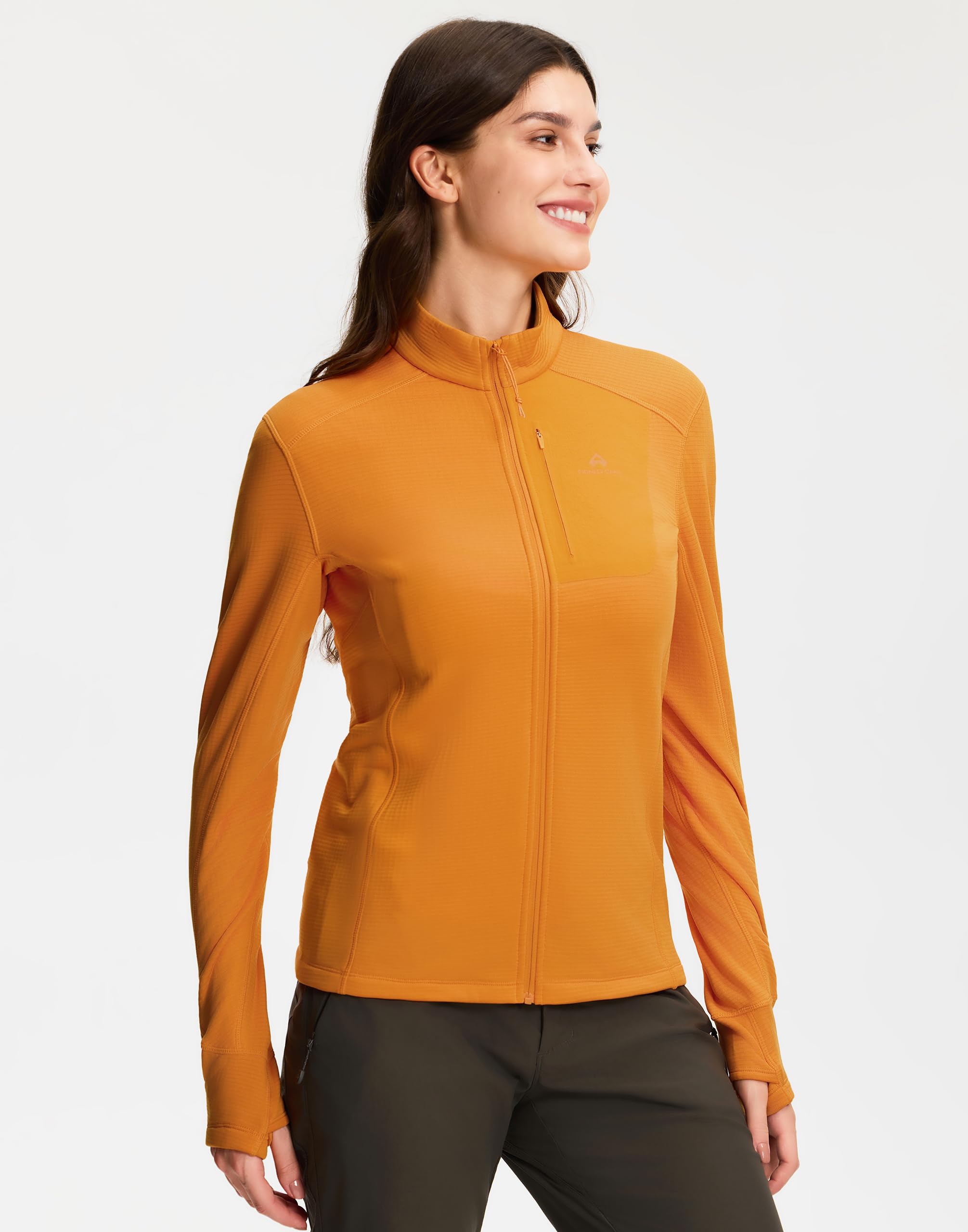 Pioneer Camp Damen Fleecejacke ohne Kapuze – Leichtes, Atmungsaktives,Hohe Elastizität Fleeceshirt mit Reißverschluss Winddichter Stehkragen für Outdoor-Aktivitäten wie Klettern, Skifahren & Wandern